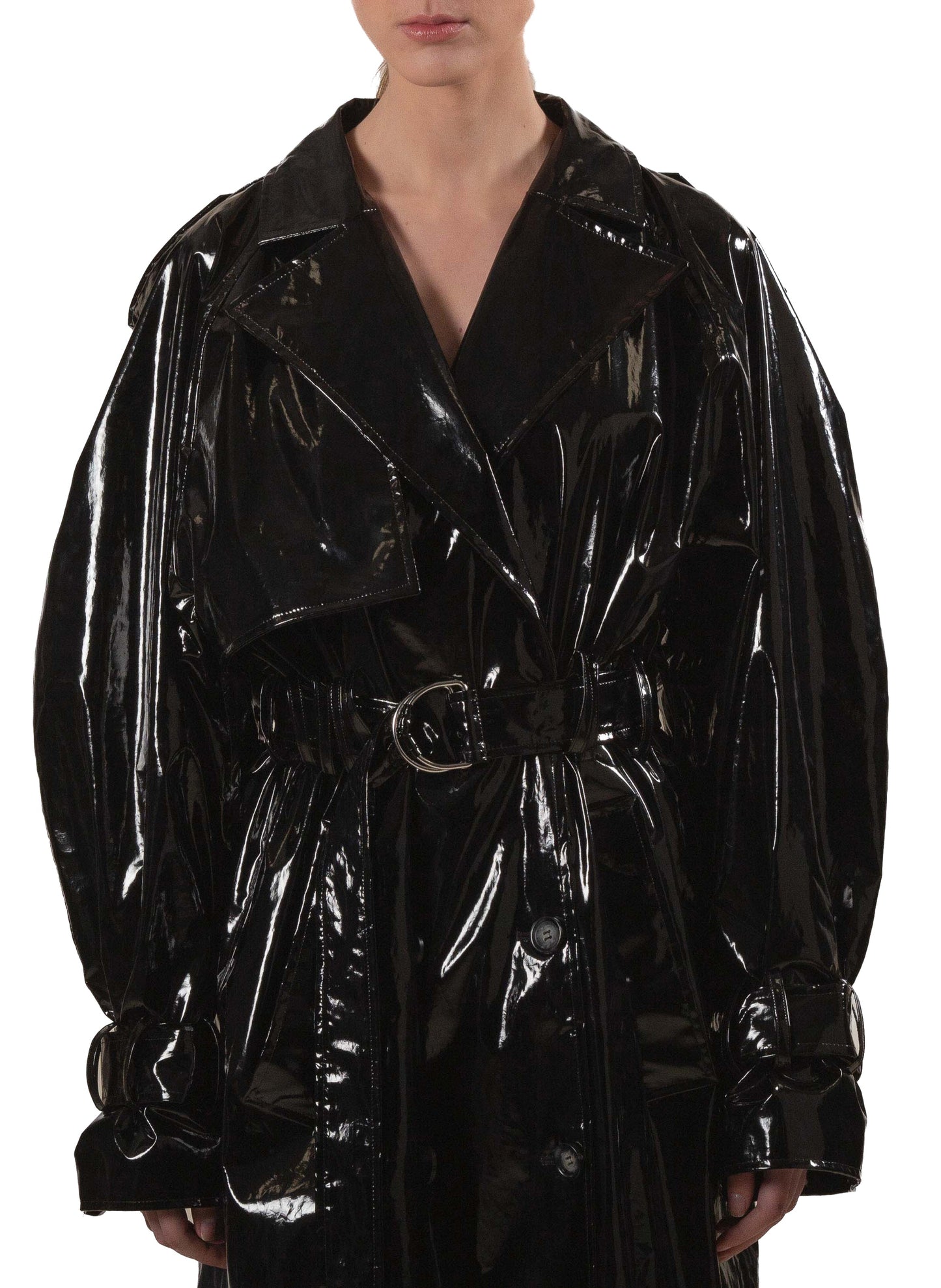 Vinyl Trench Coat Black