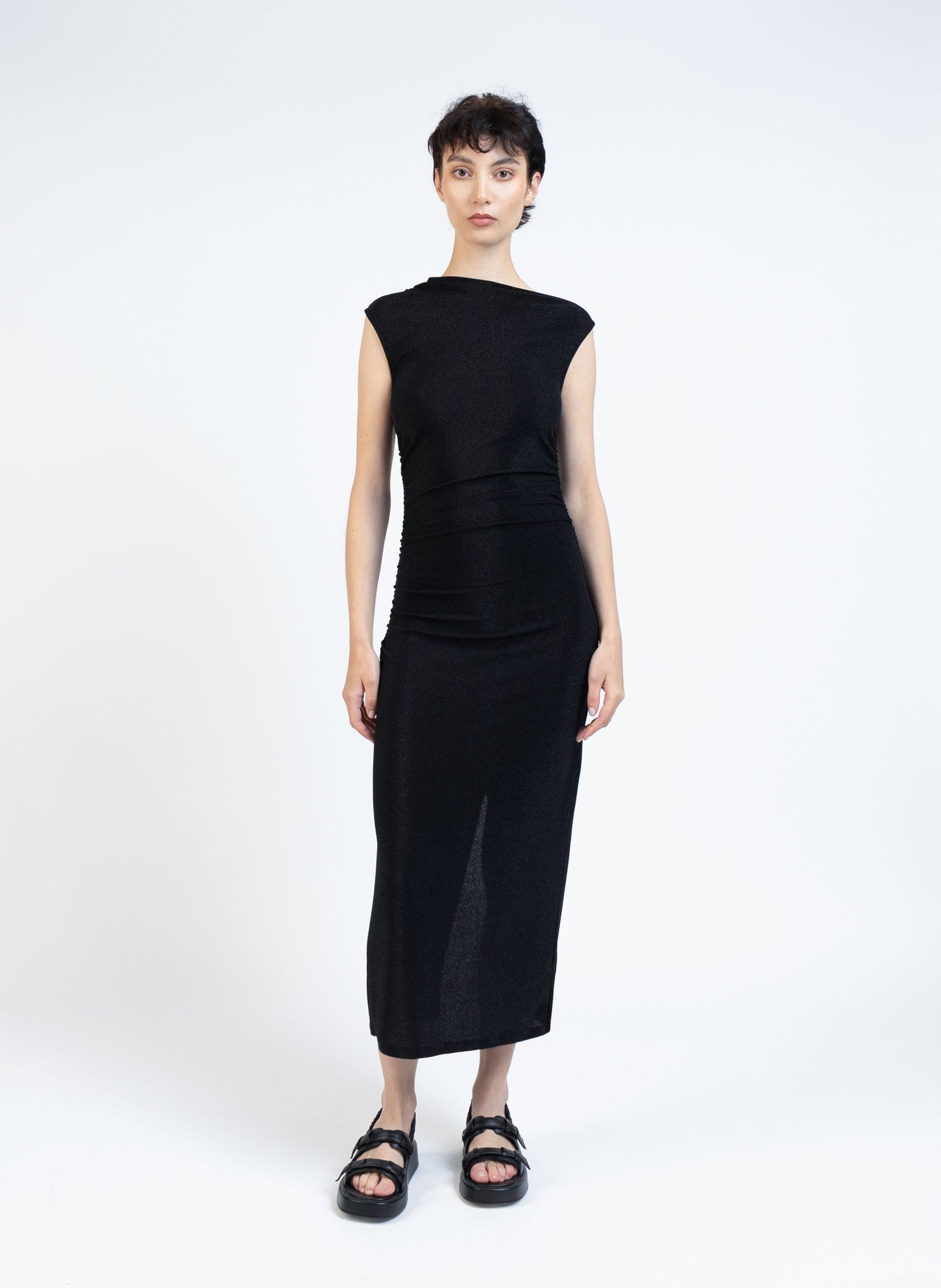 Draped Jersey Dress/Black