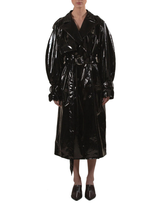 Vinyl Trench Coat Black