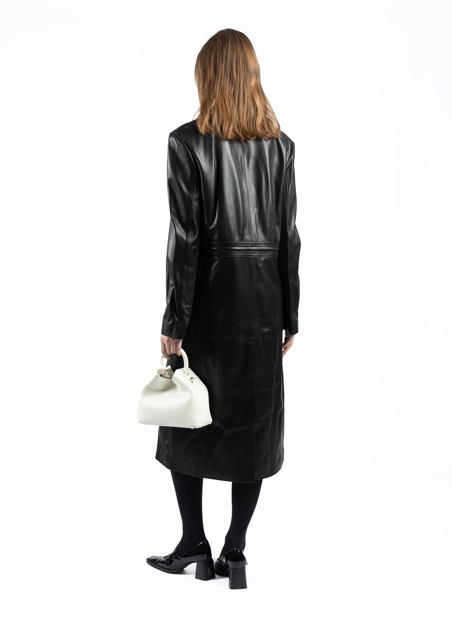 Long Leather Coat Black