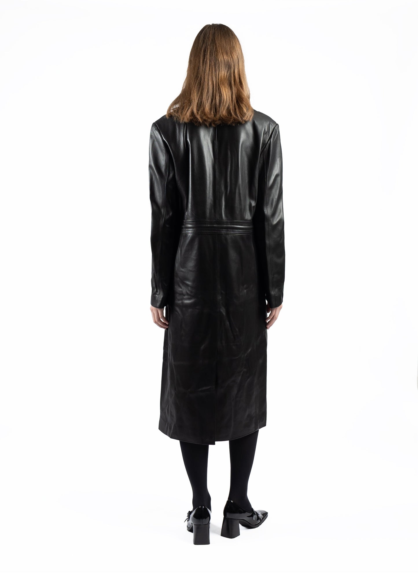 Long Leather Coat Black