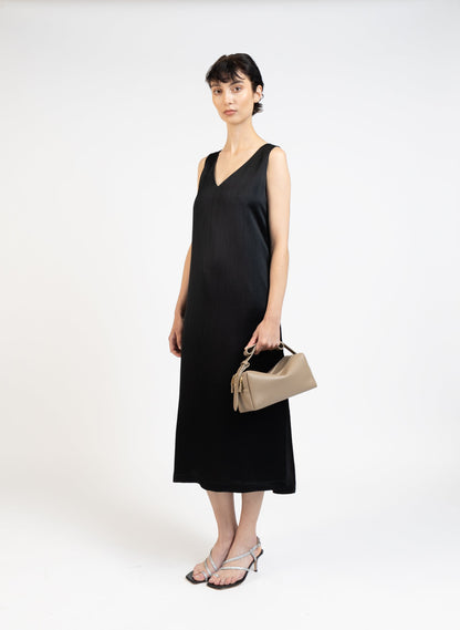 Sleeveless Maxi Dress/Textured Black