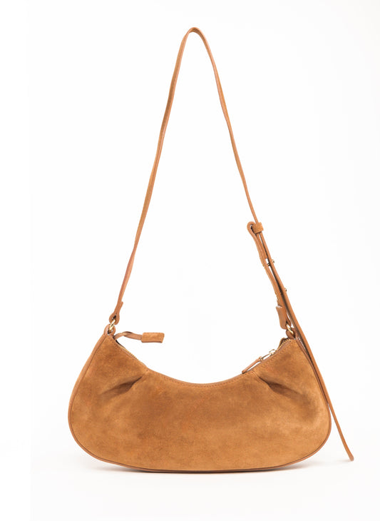 Dimple Moon Suede Cognac