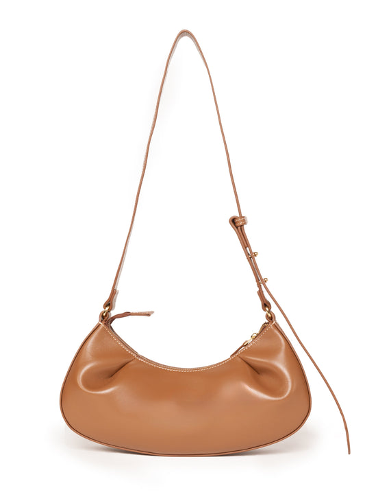 Dimple Moon Small Leather Cognac