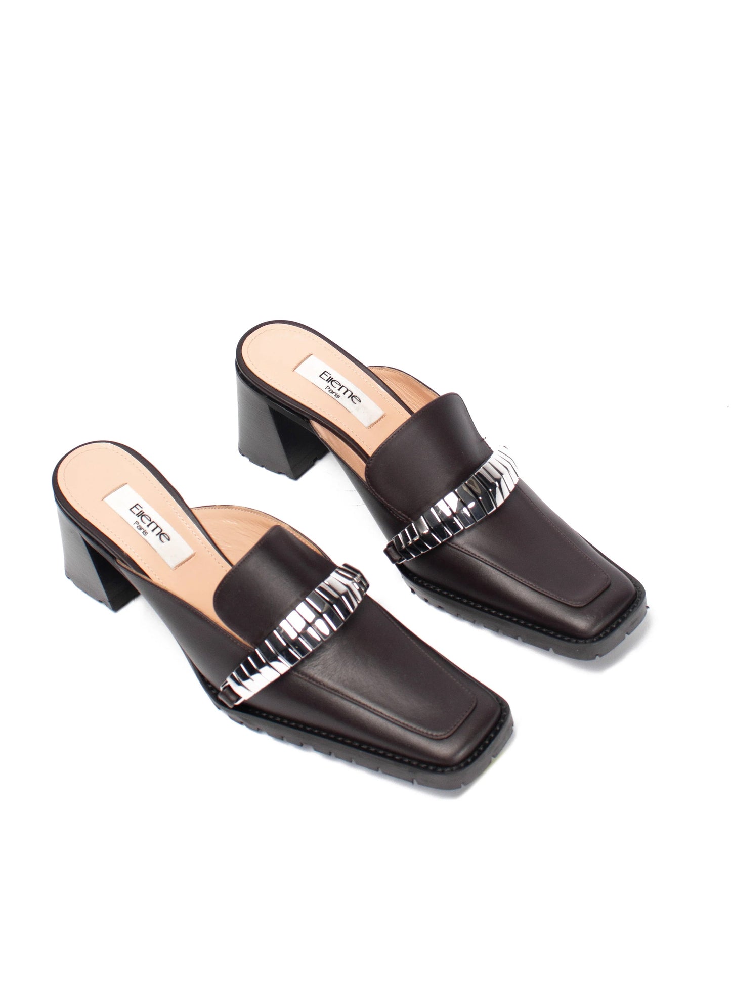 Eva Loafer Mule Leather/Metal Brown