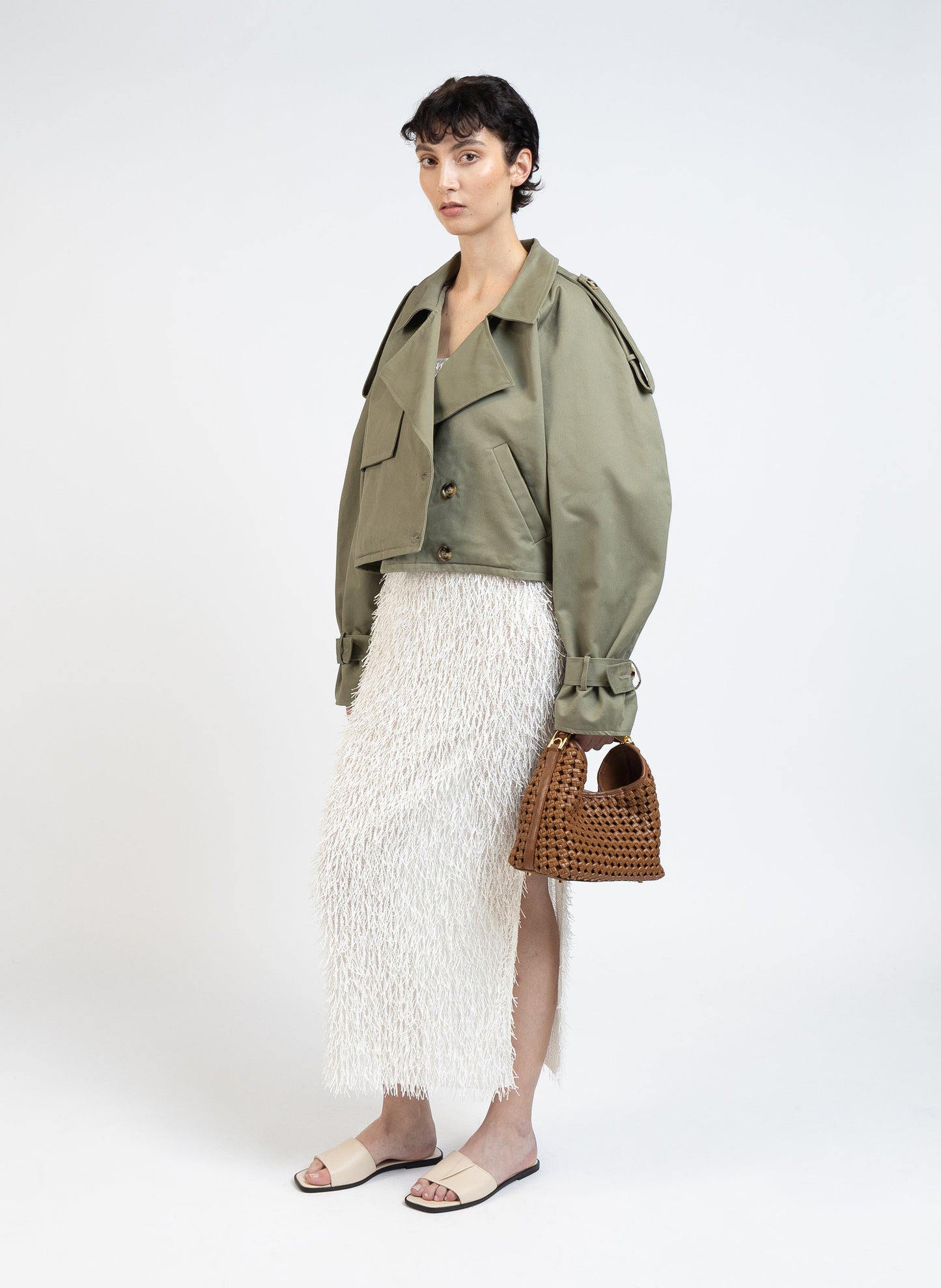 Cropped Trench Coat/Khaki