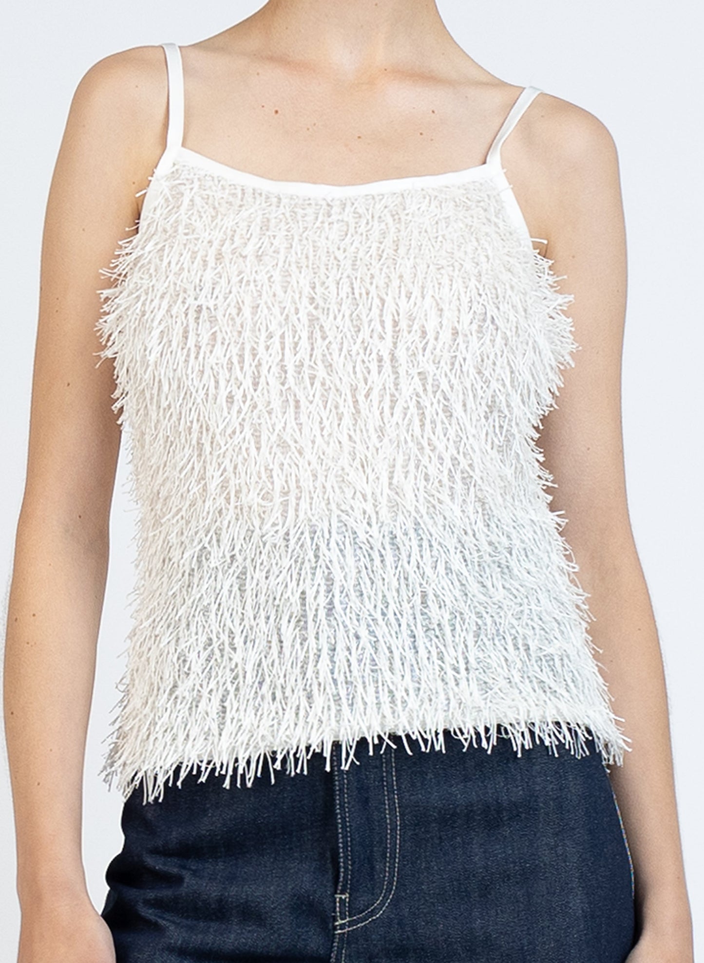 Fluffy Tank Top/White