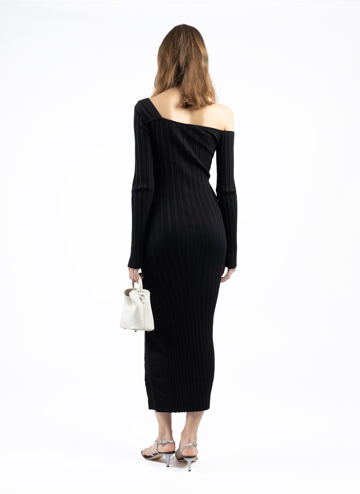 Asymmetric Fitted Dress Black