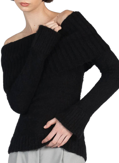 Mohair Off Shoulder Jumper Black