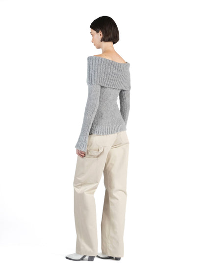 Mohair Off Shoulder Jumper Grey