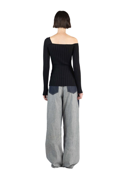 Asymmetric Fitted Jumper Black