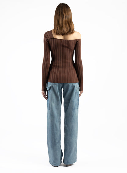 Asymmetric Fitted Jumper Brown