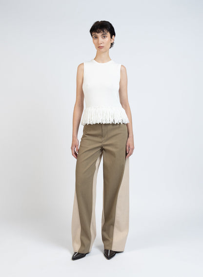 Knit top With Fringe/Off White