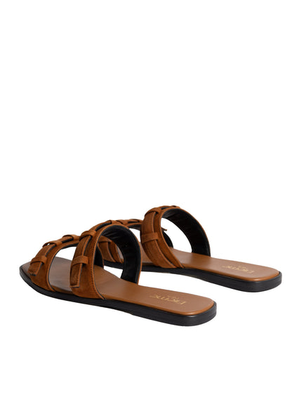 Loop Flat Sandal Suede Cognac