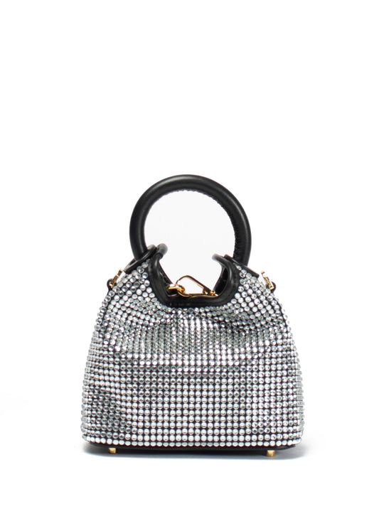 Madeleine Crystal Strass Leather Silver Black