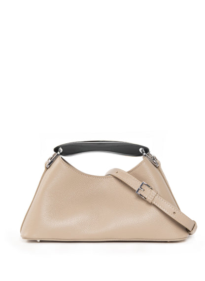 Mini Boomerang Pebbled Leather Taupe