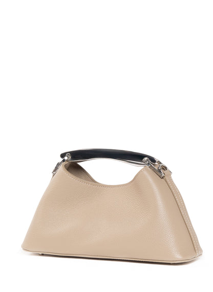 Mini Boomerang Pebbled Leather Taupe